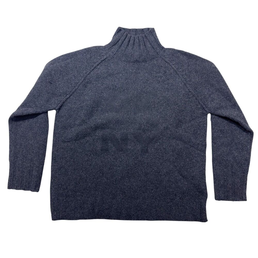 DKNY Sweater Mens Large Gray Knit Long Raglan Sleeve 100% Lamswool Cozy Gorpcore